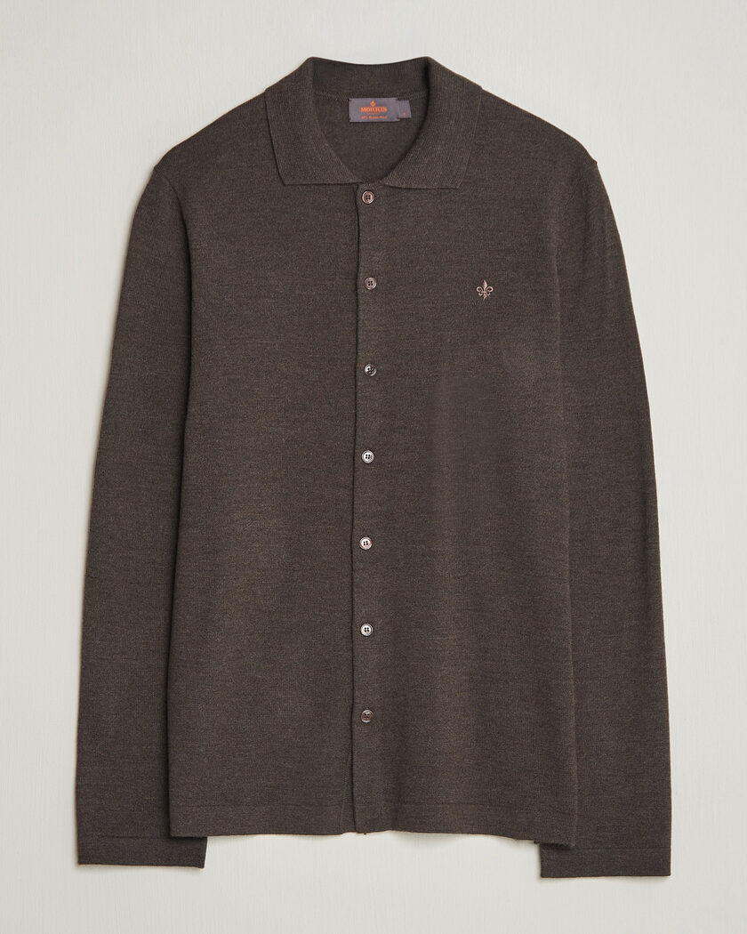 Morris Merino Shirt Cardigan Brown – Marron
