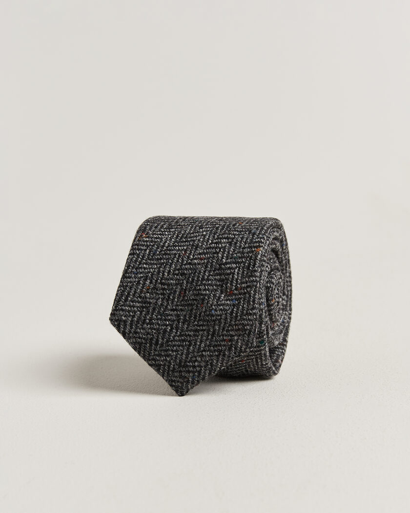 Amanda Christensen Wool Herringbone 8cm Tie Grey – Gris