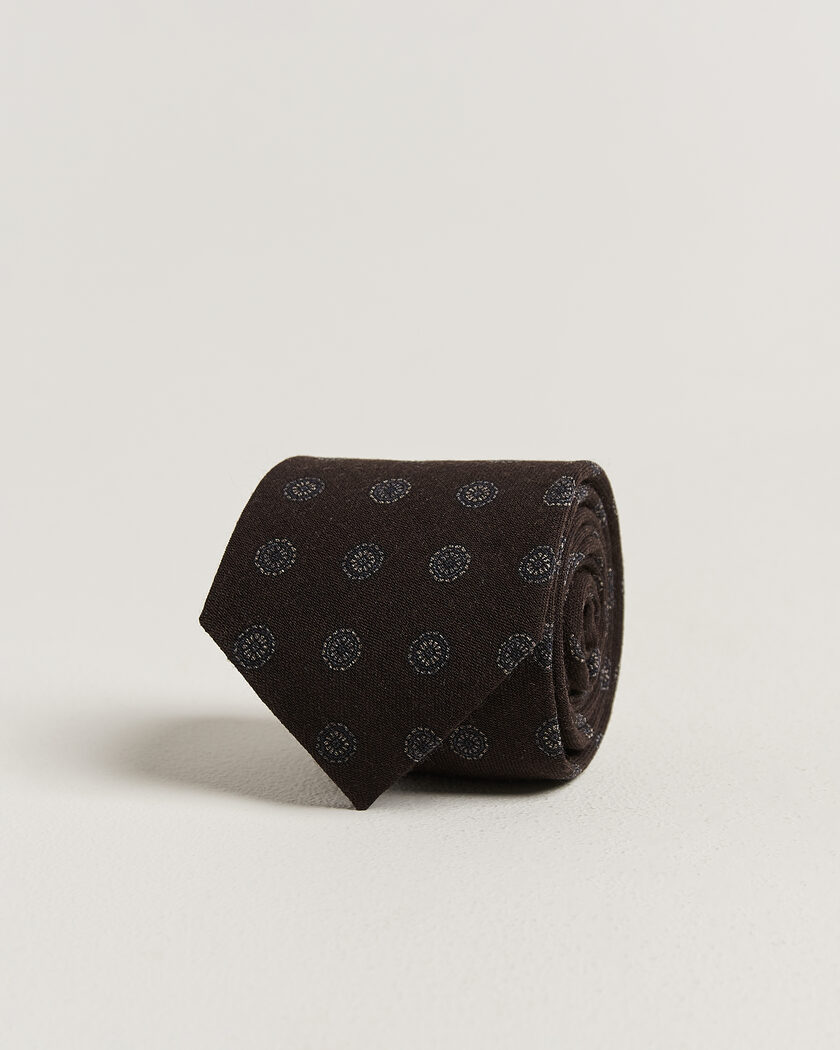 Amanda Christensen Wool Medallion 8cm Tie Brown – Marron