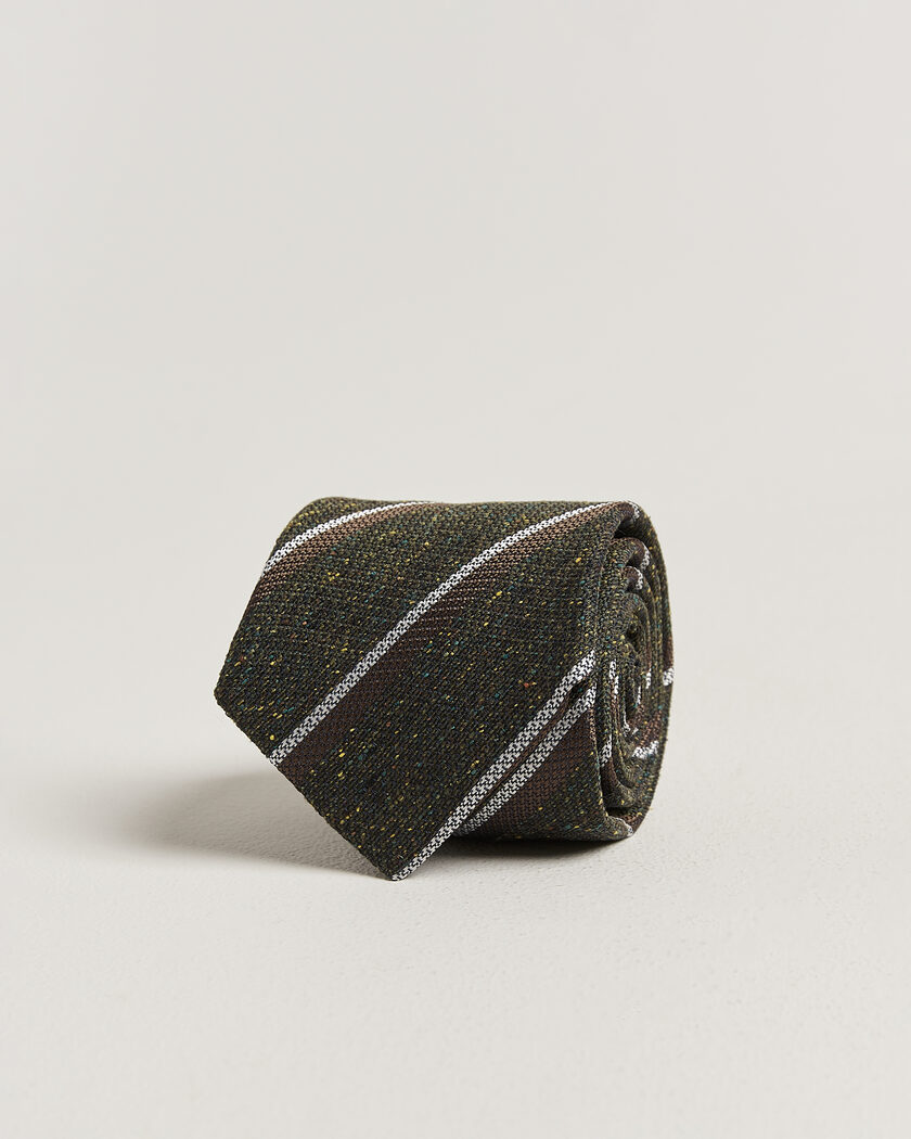 Amanda Christensen Silk Bourette Striped 8cm Tie Green – Vert