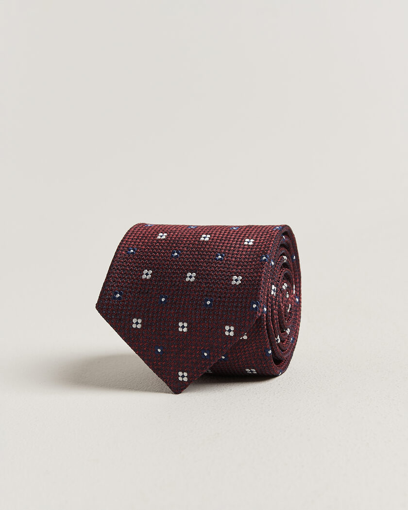 Amanda Christensen Silk Flower 8cm Tie Wine – Rouge