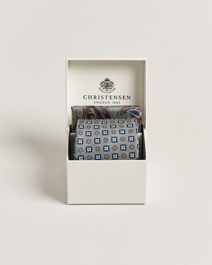 Amanda Christensen Box Set Silk 8 cm Tie And Pocket Square Green – Vert