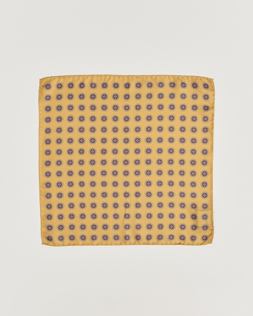 Amanda Christensen Silk Twill Medallion Pocket Square Yellow – Jaune
