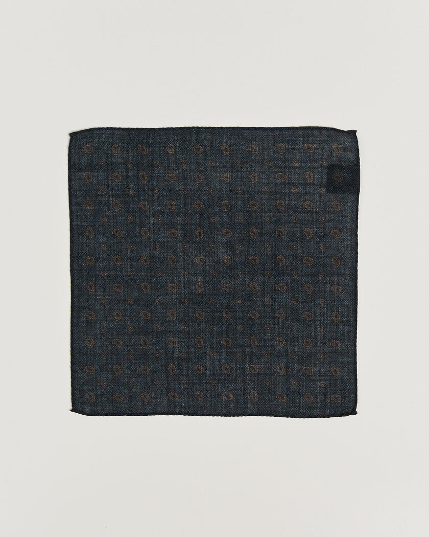 Amanda Christensen Wool Paisley Pocket Square Navy – Bleu