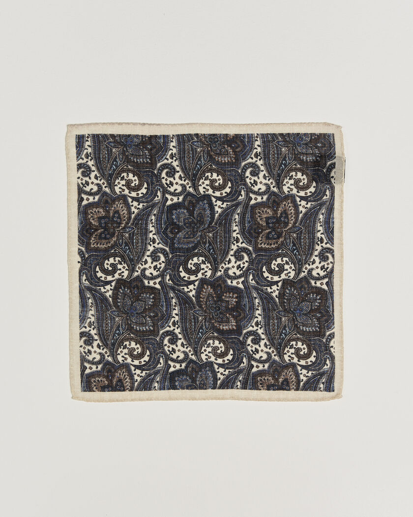 Amanda Christensen Wool Large Paisley Pocket Square Cream – Blanc