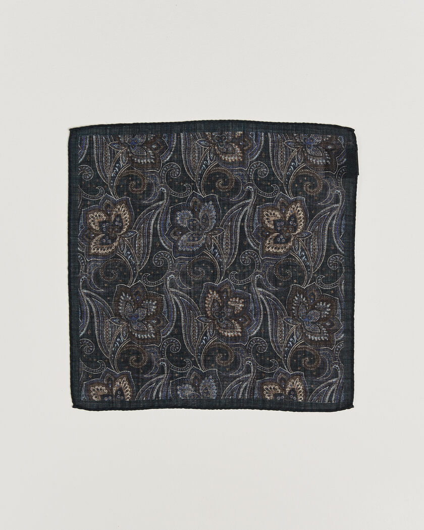  Amanda Christensen Wool Large Paisley Pocket Square Navy – Bleu