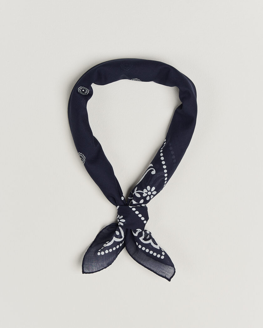 Amanda Christensen Cotton Voile Printed Flower Bandana Navy – Bleu