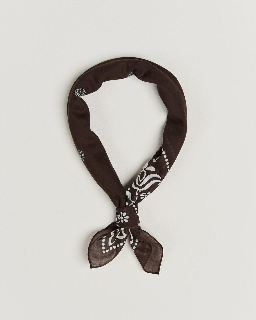 Amanda Christensen Cotton Voile Printed Flower Bandana Brown – Marron
