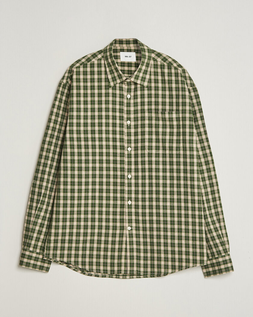 NN07 Deon Flannel Shirt Eden Green Check – Vert