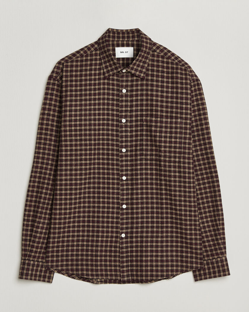 NN07 Deon Flannel Shirt Bordeaux Check – Rouge