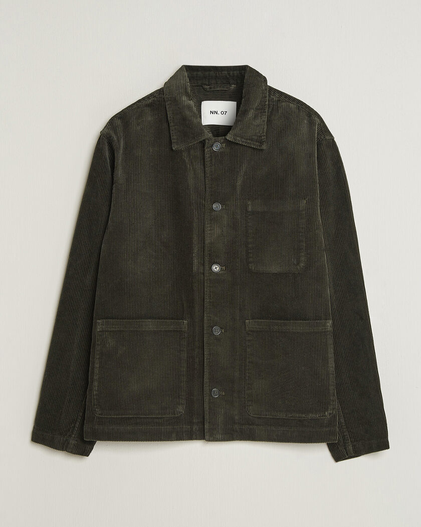  NN07 Morgan Corduroy Overshirt Dark Army – Vert