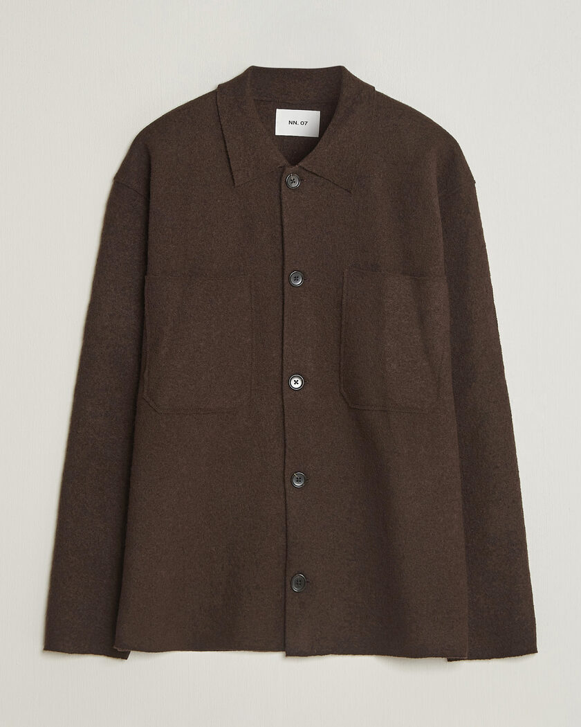 NN07 Jonas Boiled Wool Cardigan Deep Truffle – Marron