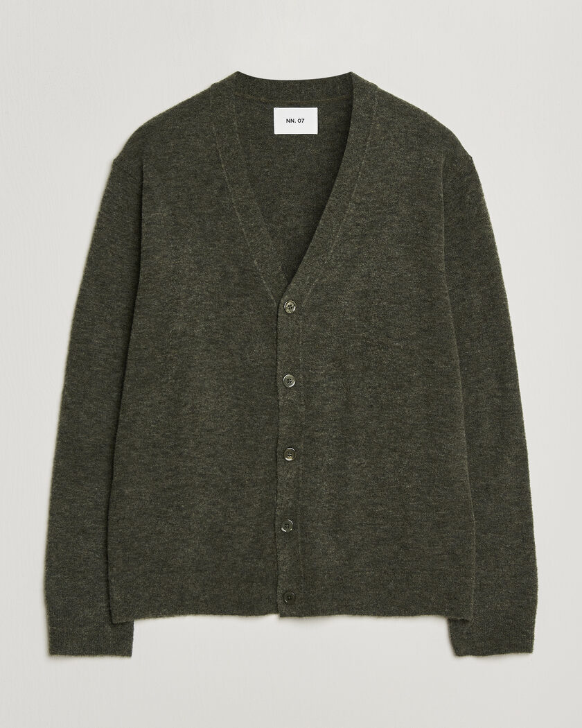 NN07 Gavin Brushed Wool Knitted Cardigan Dark Army – Vert