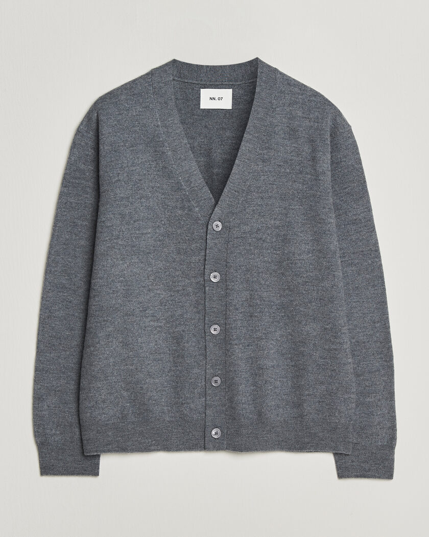 NN07 Jasper Wool Knitted Cardigan Grey Melange – Gris