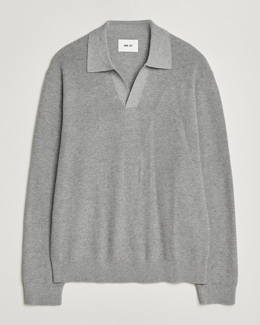 NN07 Hope Cotton/Cashmere Rib Knitted Polo Grey – Gris