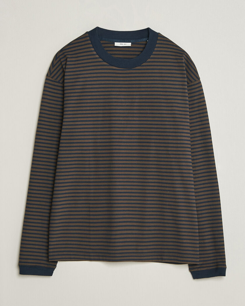 NN07 Lionel Striped Long Sleeve T-Shirt Navy/Brown – Multicolore