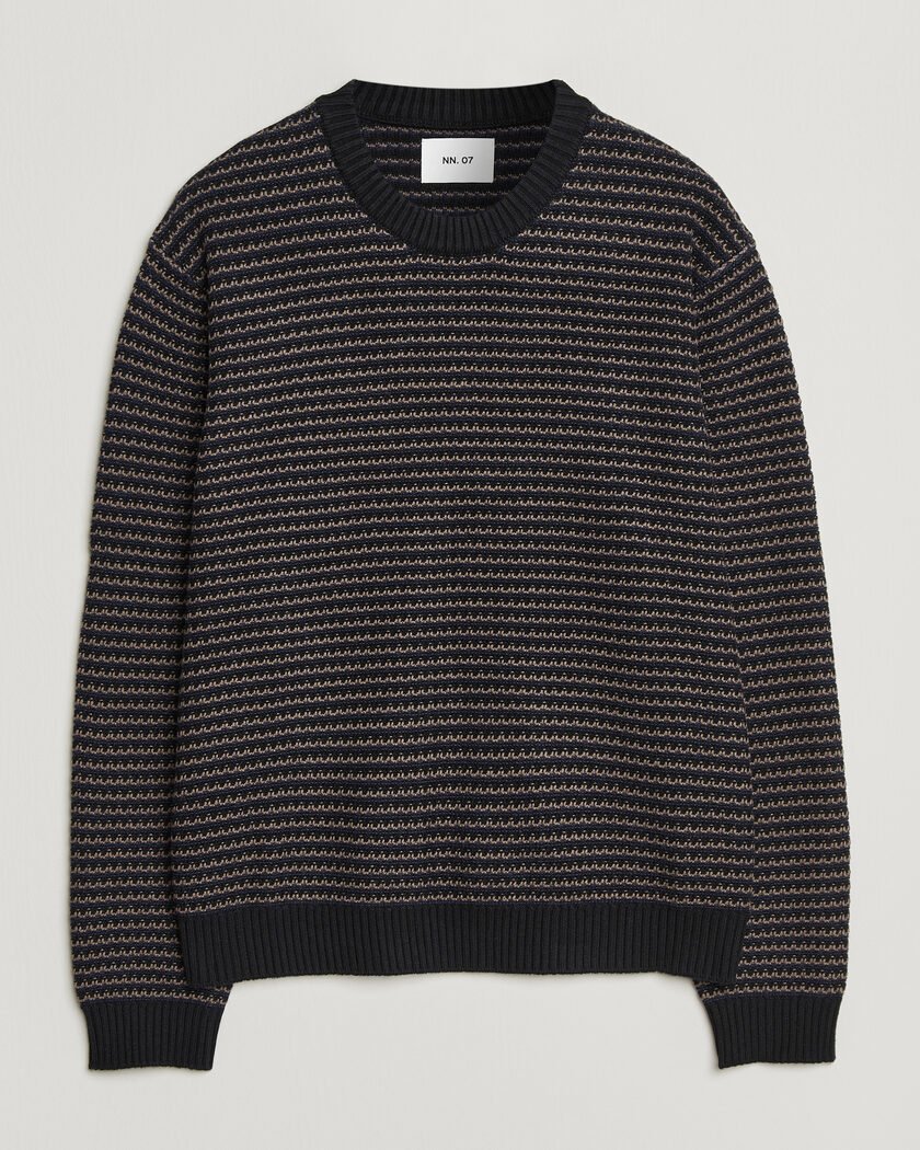 NN07 Russell Cotton/Wool Structured Sweater Navy Blue – Bleu