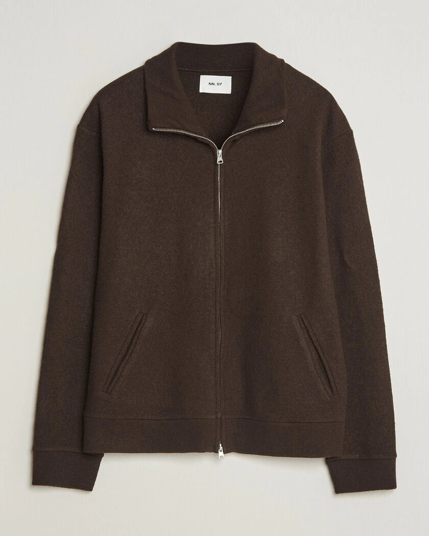 NN07 Soft Boiled Wool Full Zip Deep Truffle – Marron