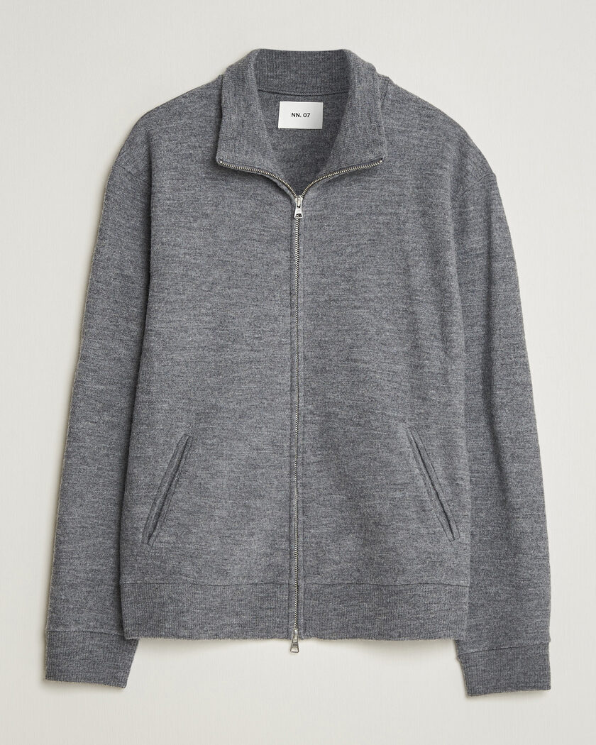 NN07 Soft Boiled Wool Full Zip Dark Grey Melange – Gris