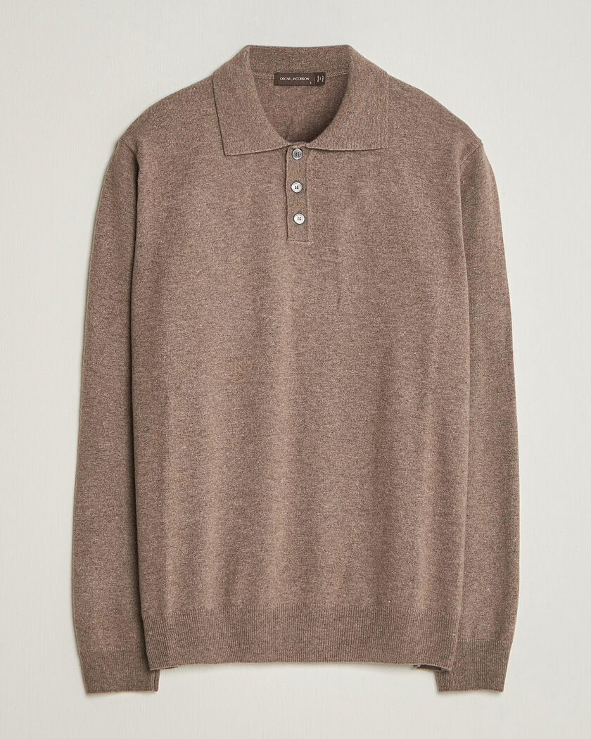 Oscar Jacobson Pepe Wool/Cashmere Polo Light Brown – Marron