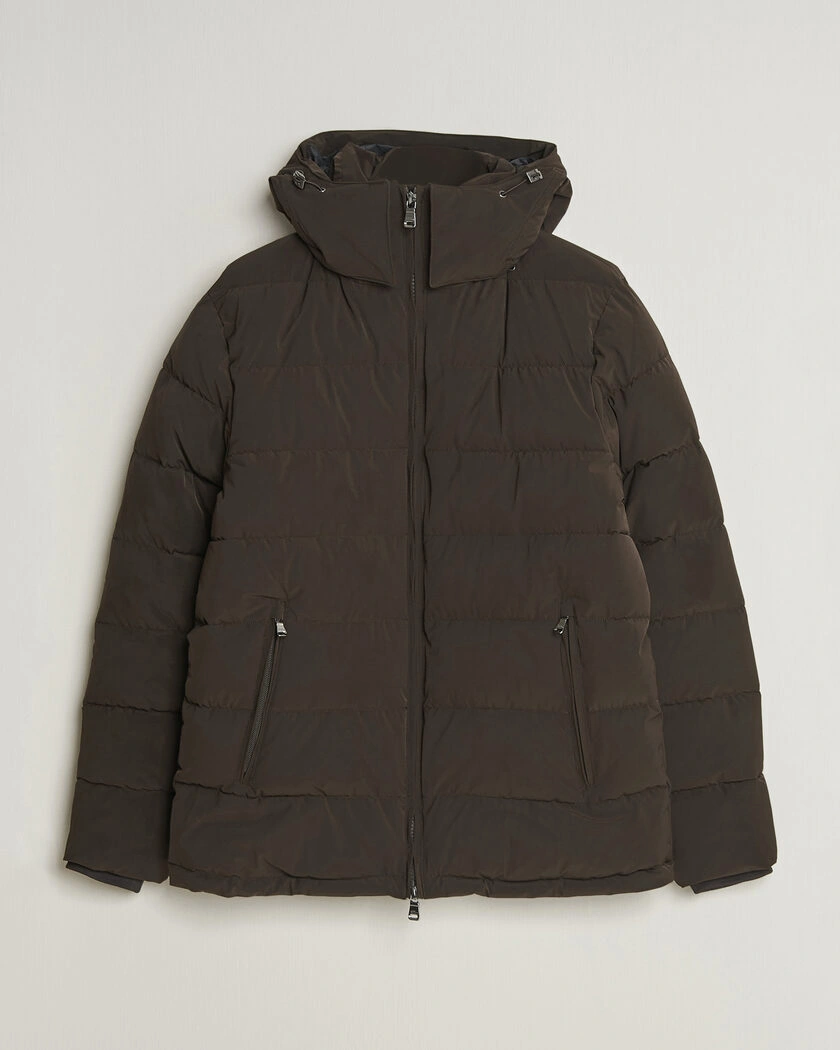 Oscar Jacobson Hooded Puffer Jacket Brown – Marron