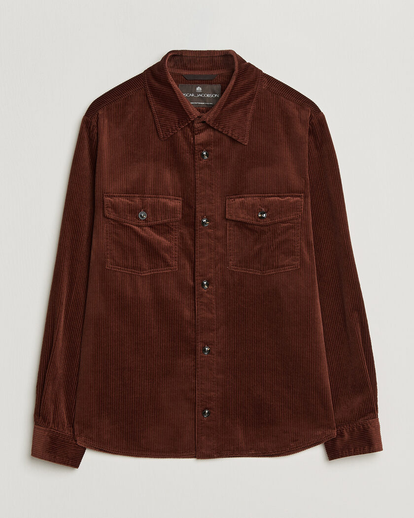 Oscar Jacobson Magnus Cord Shirt Jacket Burgundy – Rouge