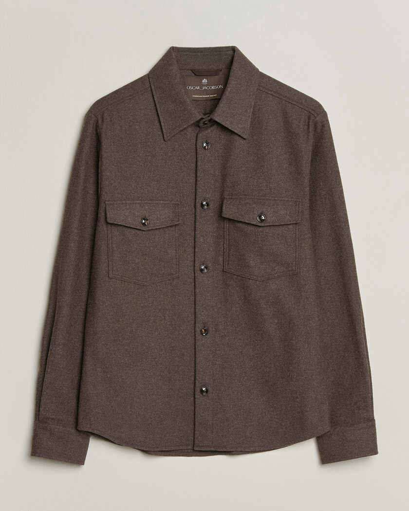 Oscar Jacobson Magnus Wool Shirt Jacket Brown – Marron