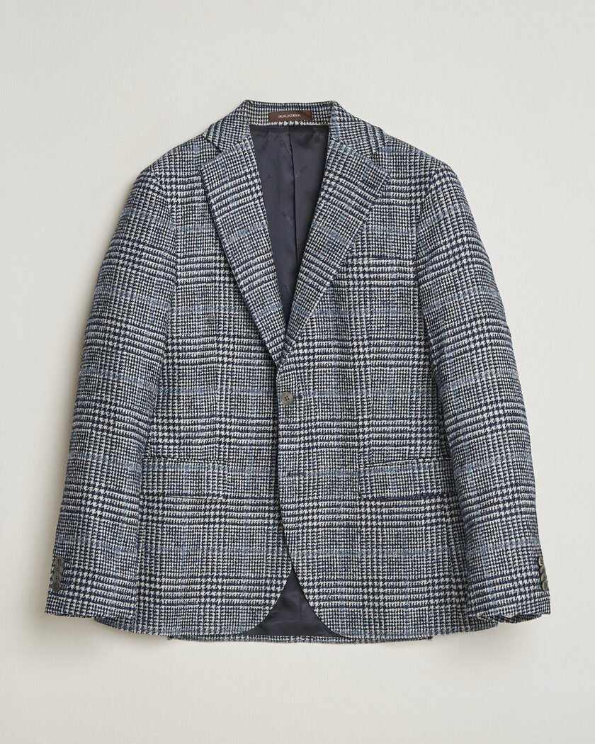 Oscar Jacobson Fogerty Checked Wool/Alpaca Blazer Blue – Bleu