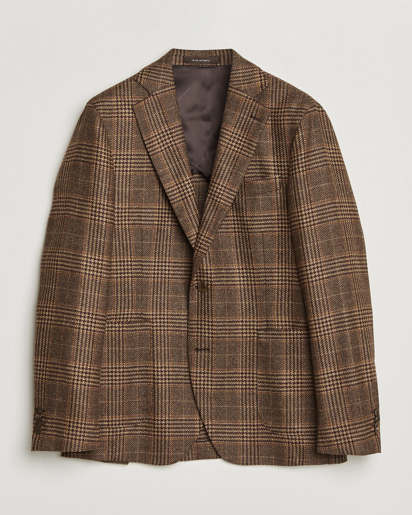 Oscar Jacobson Ferry Patch Checked Wool/Cashmere Blazer Brown – Marron