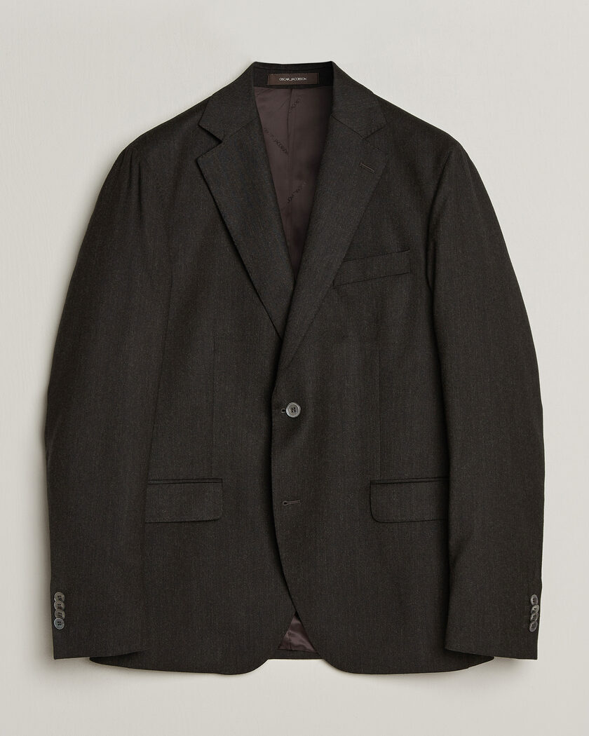 Oscar Jacobson Fogerty Wool Flannel Blazer Brown – Marron