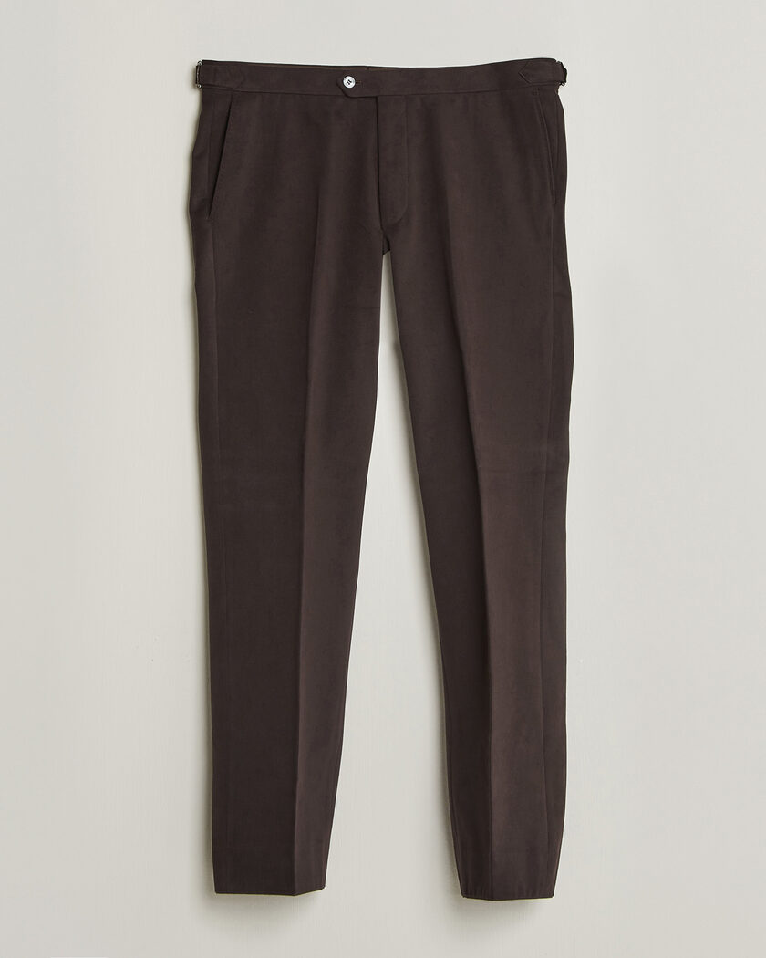 Oscar Jacobson Dandy Brushed Cotton Trousers Brown – Marron