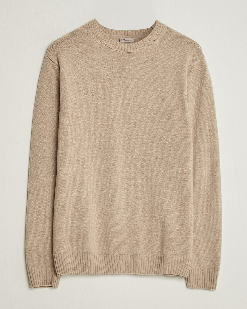 Stenströms Brushed Merino Crew Neck Beige – Beige