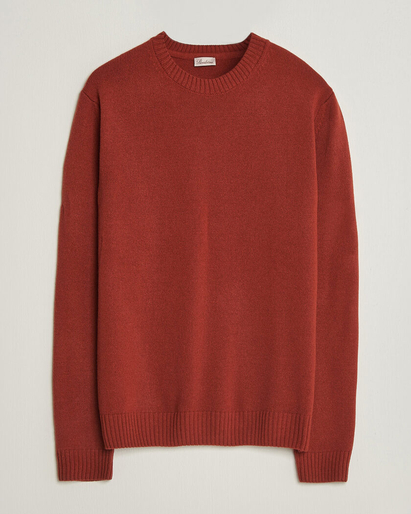 Stenströms Brushed Merino Crew Neck Burnt Orange – Orange