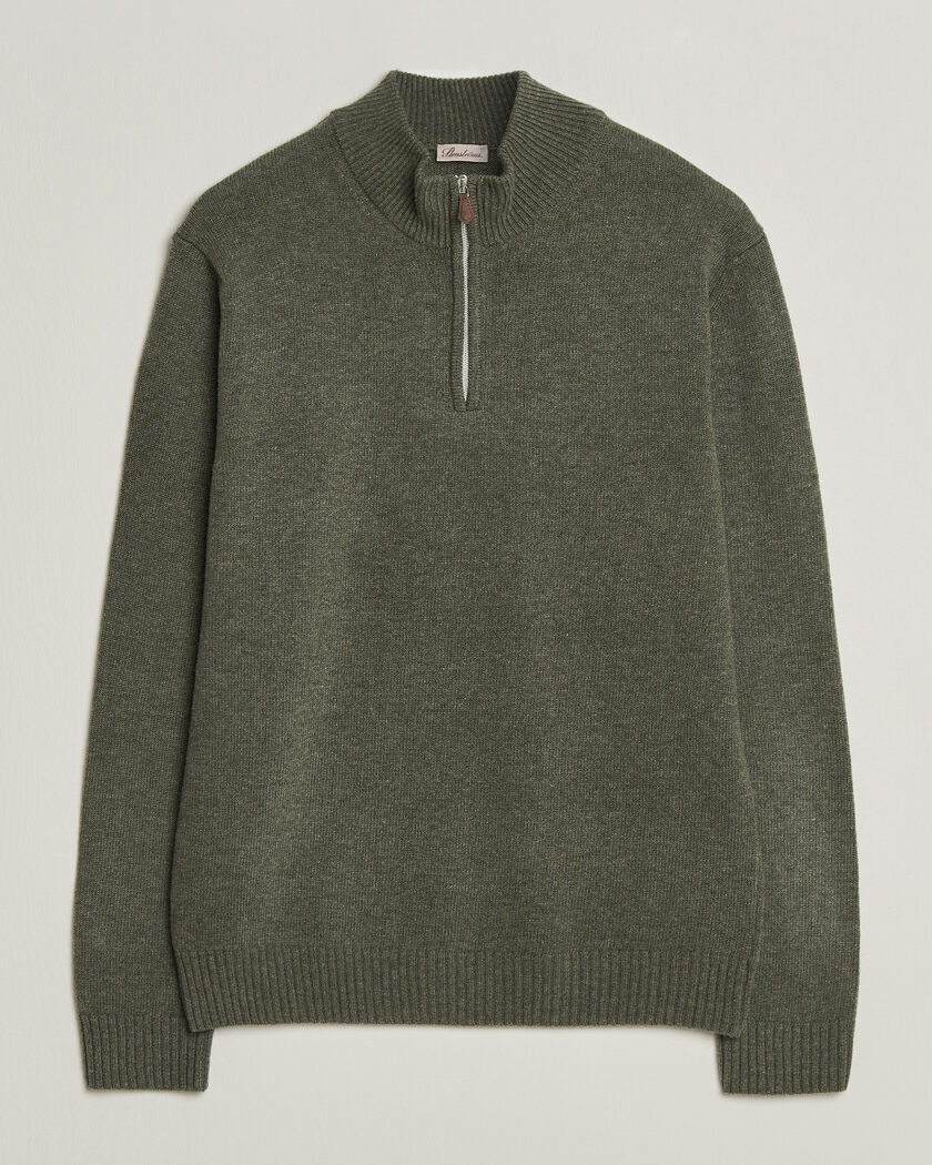 Stenströms Brushed Merino Half-Zip Green – Vert
