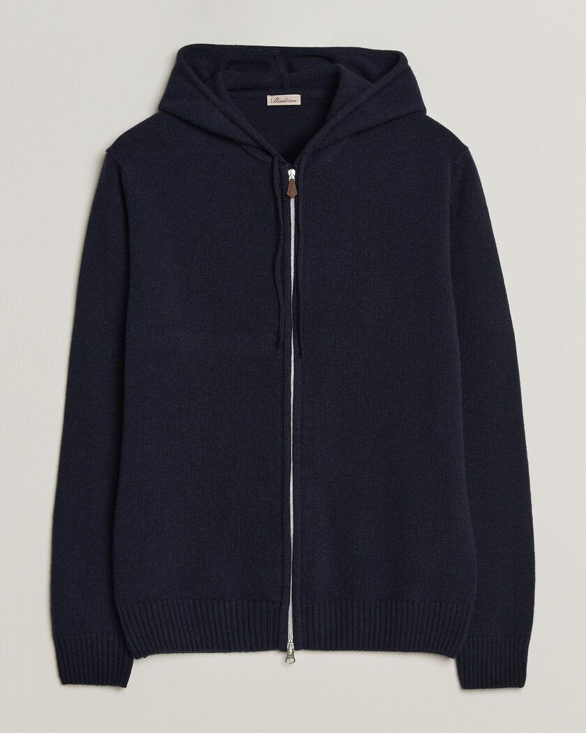 Stenströms Brushed Merino Full-Zip Hood Navy – Bleu