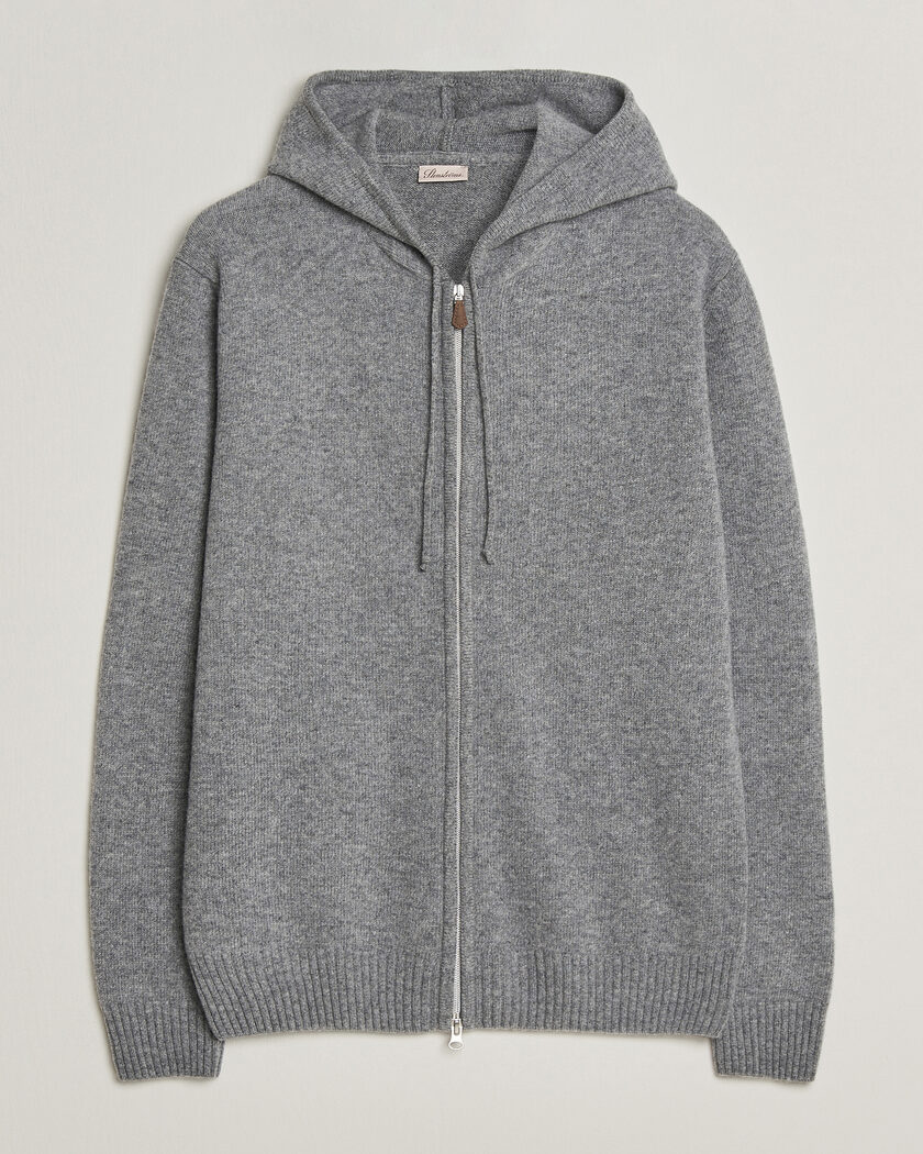 Stenströms Brushed Merino Full-Zip Hood Grey – Gris