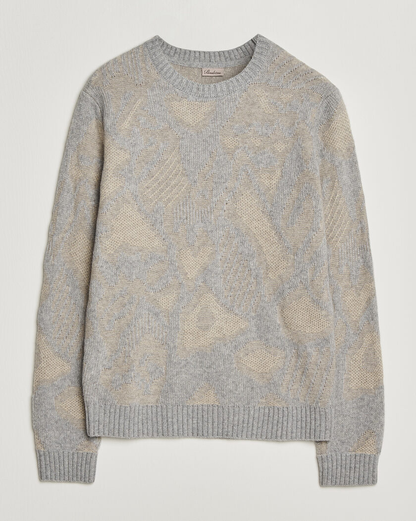 Stenströms Knitted Jaquard Yak/Merino Sweater Beige Grey – Gris
