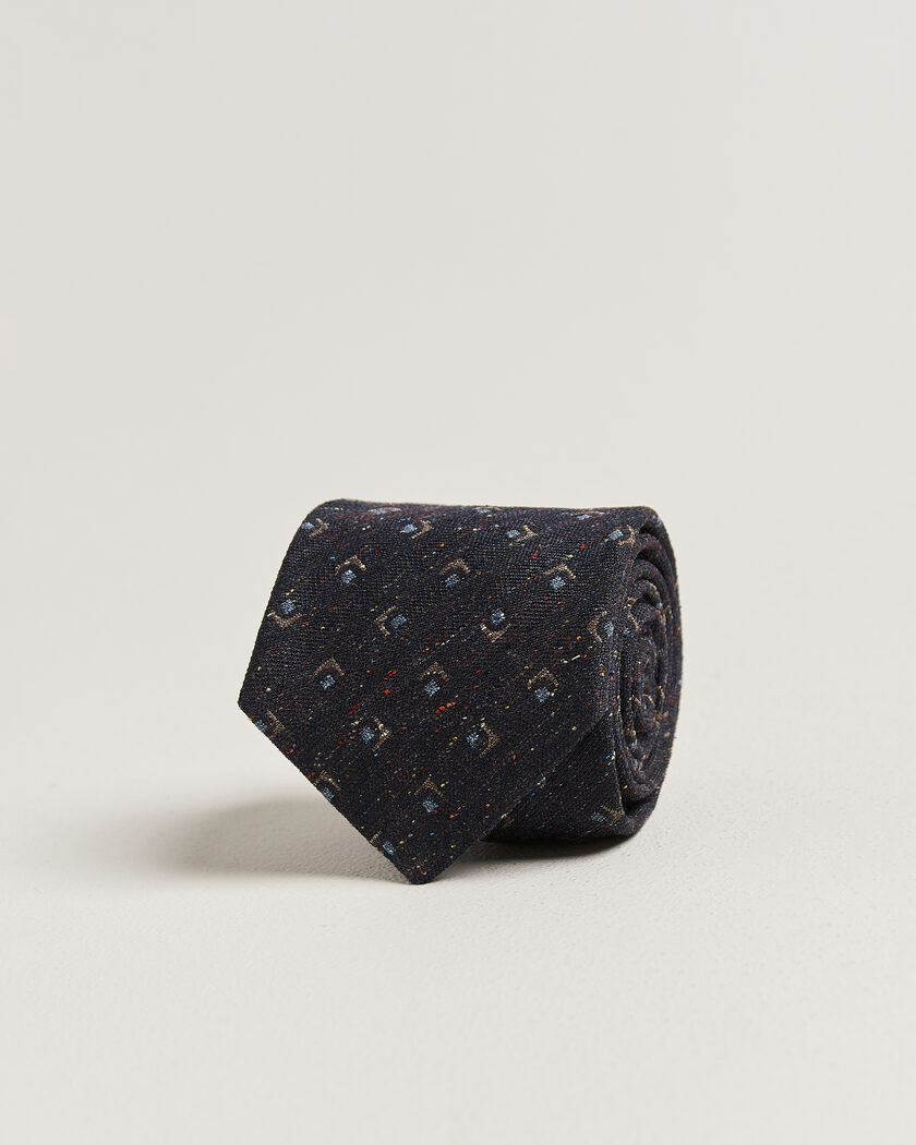 Stenströms Woven Herringbone Silk Tie 7,5cm Navy – Bleu