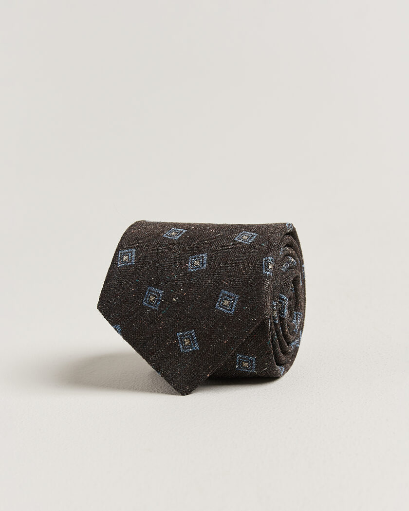 Stenströms Woven Herringbone Silk Tie 7,5cm Dark Brown – Marron