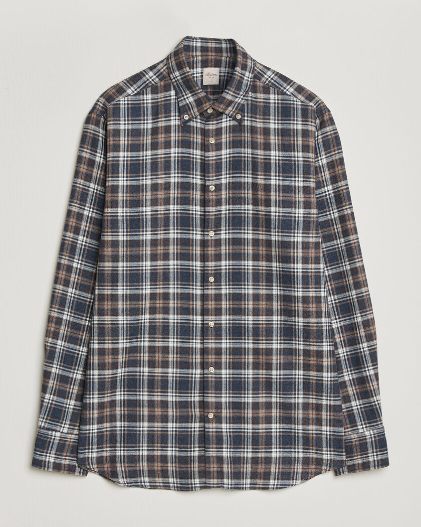 Stenströms Regular Fit Check Cut Away Flannel Shirt Navy – Bleu