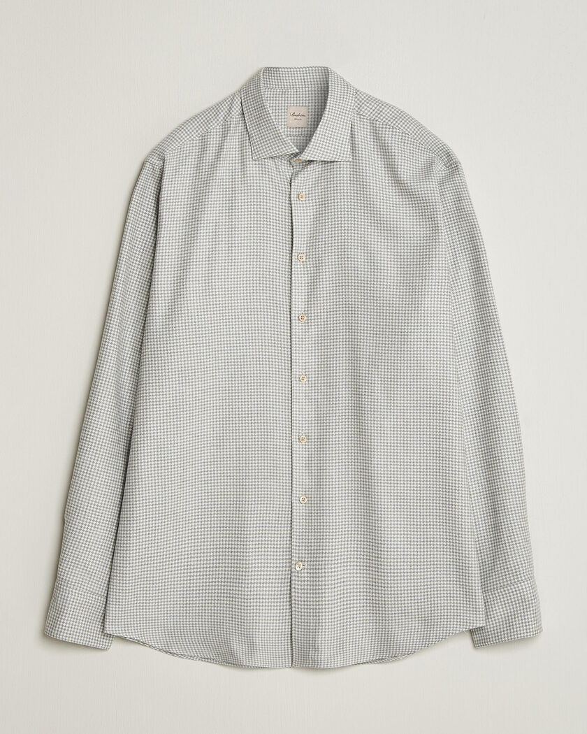 Stenströms Regular Fit Houndstooth Flannel Shirt Grey – Gris