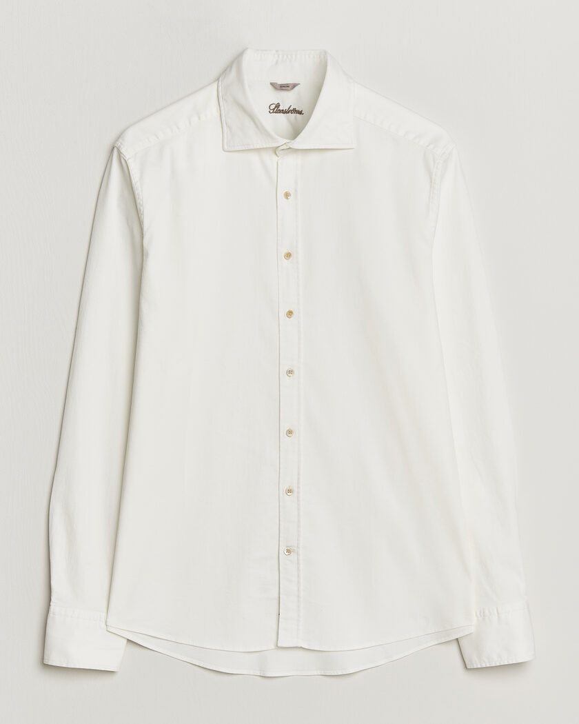 Stenströms Slimline Garment Washed Shirt Off White Denim – Blanc