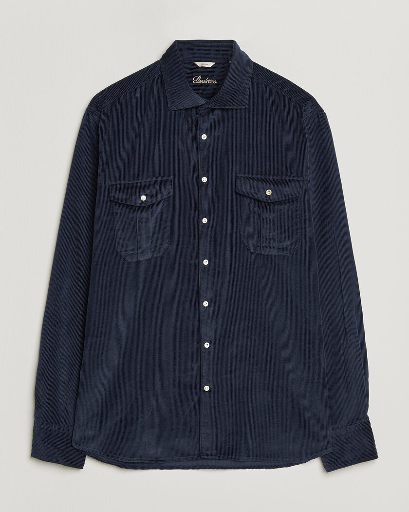 Stenströms Regular Fit Cord Pocket Shirt Navy – Bleu