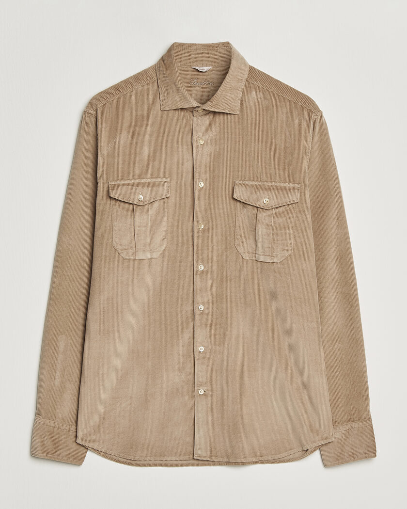 Stenströms Regular Fit Cord Pocket Shirt Light Brown – Marron