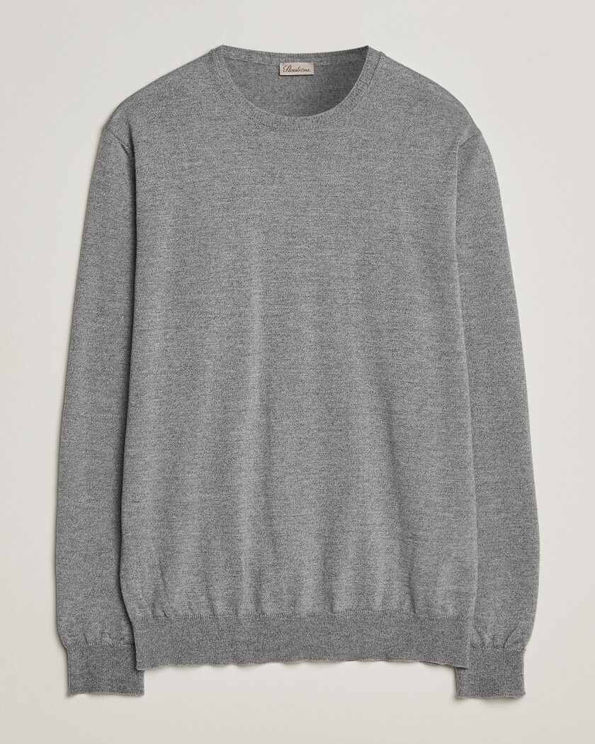 Stenströms Merino Crew Neck Grey Mouline – Gris