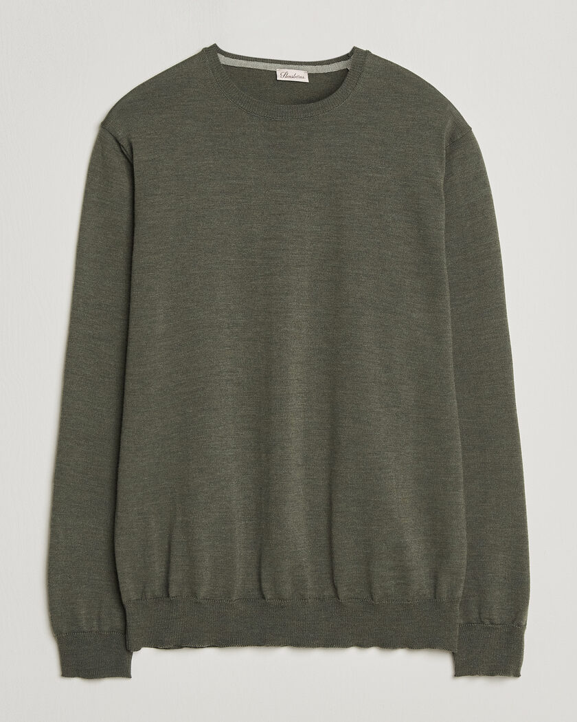 Stenströms Merino Patch Crew Neck Dark Green – Vert