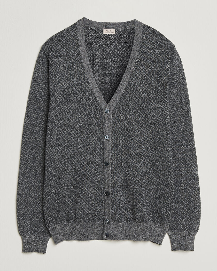 Stenströms Merino Jaquard Cardigan Dark Grey – Gris