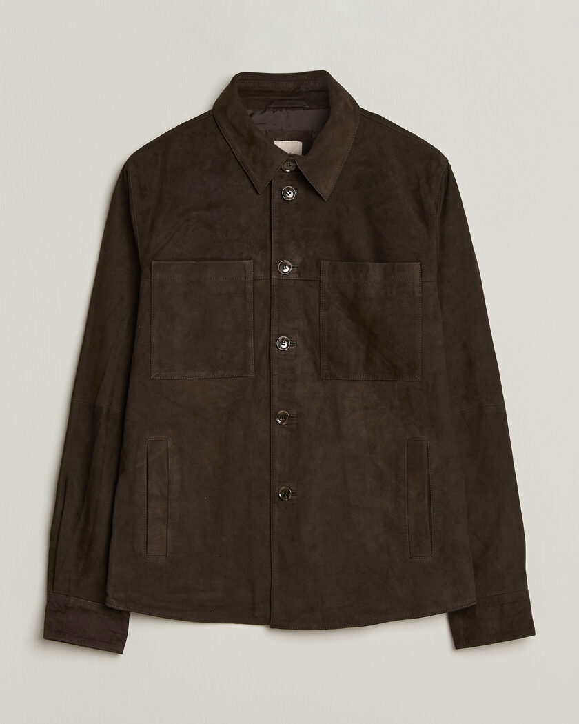 Stenströms Goat Suede Overshirt Dark Brown – Marron