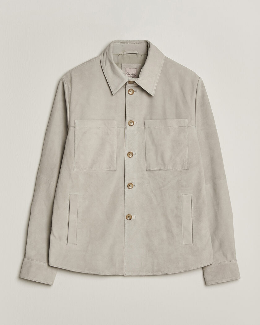 Stenströms Goat Suede Overshirt Light Grey – Gris
