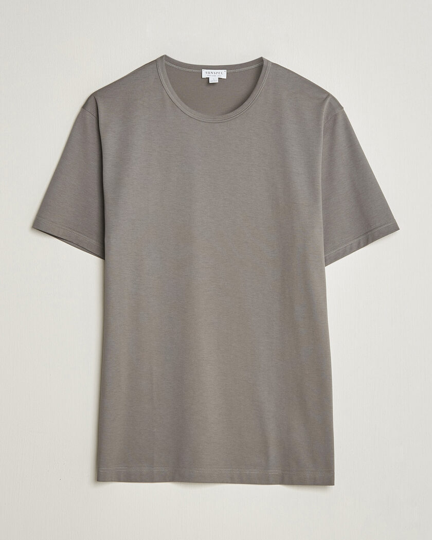 Sunspel Crew Neck Q82 Cotton T-Shirt Smoke Grey – Gris